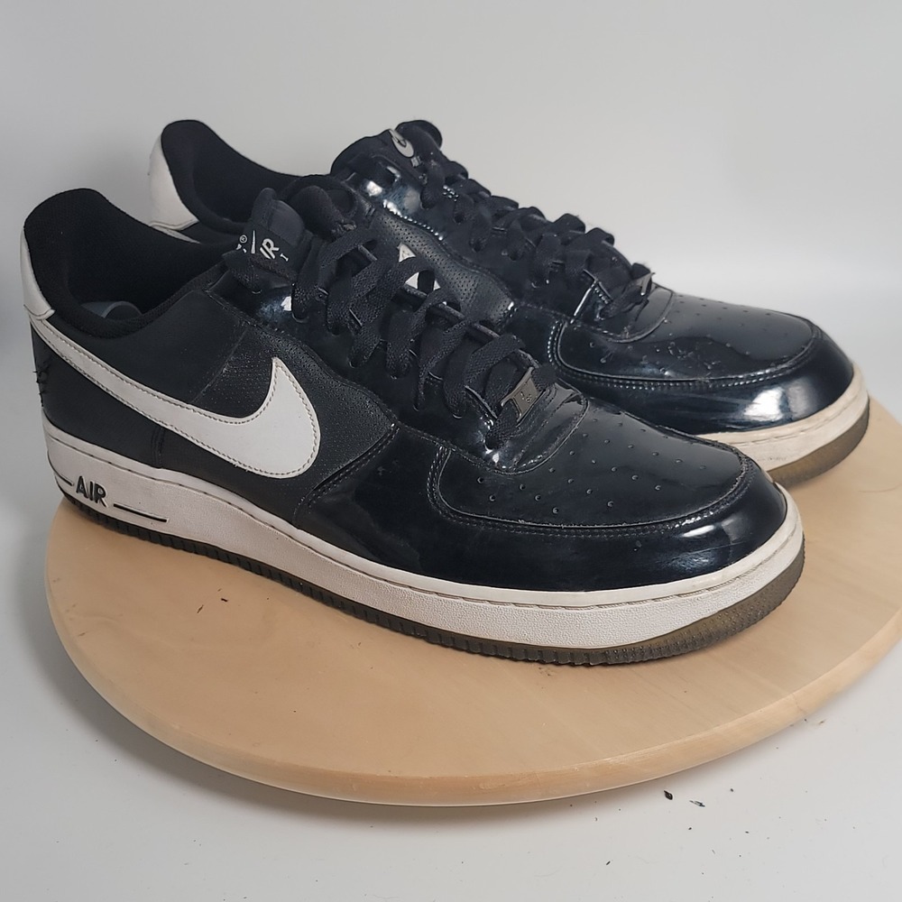 Nike Air Force 1 '07 Low Black White Patent Shoes Mens 15 Streetwear 315122-047